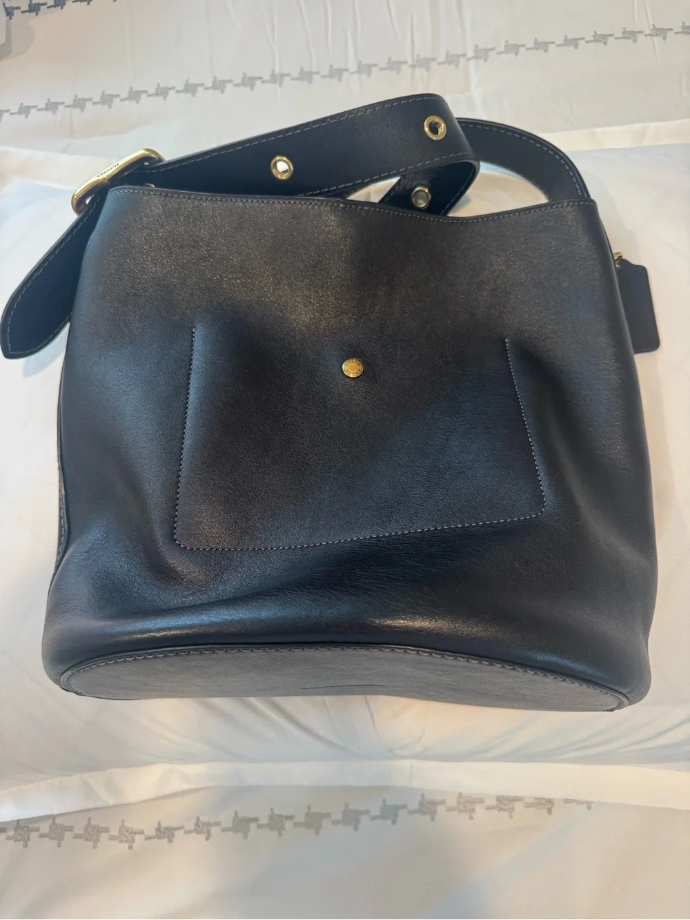 Coach Bleecker Bucket Bag with Pouch Black Brass Hardware Shoulder Bag